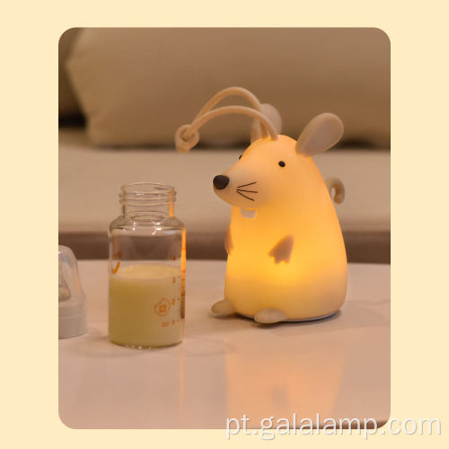 Luz noturna LED para mouse de silicone, recarregável por USB